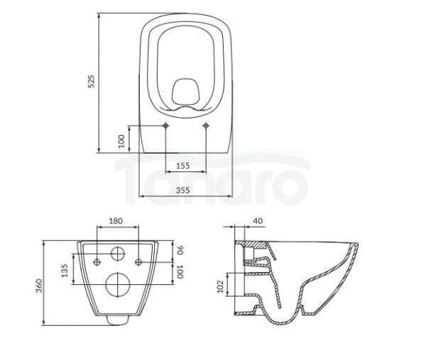 CERSANIT - Set C459 - miska zawieszana MODU PLUS SQUARE CleanOn z deską duroplastową Slim  S701-971