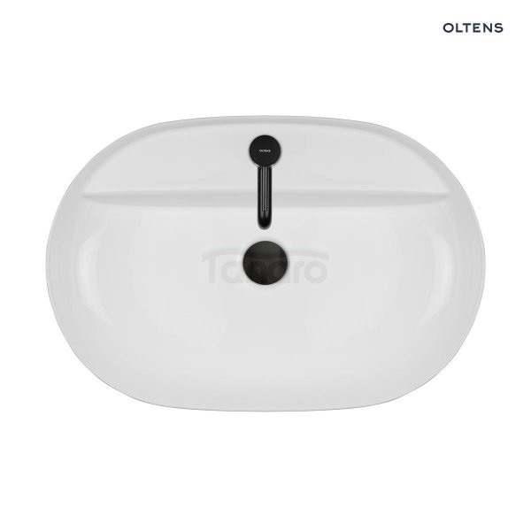 OLTENS Hamnes Thin umywalka 62x42 cm nablatowa owalna z powłoką SmartClean biała 41814000