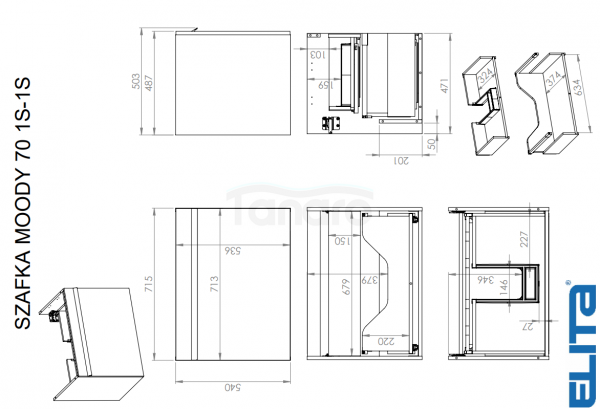 ELITA SZAFKA MOODY 70 1S+1S ORZECH LINCOLN PDW 168848