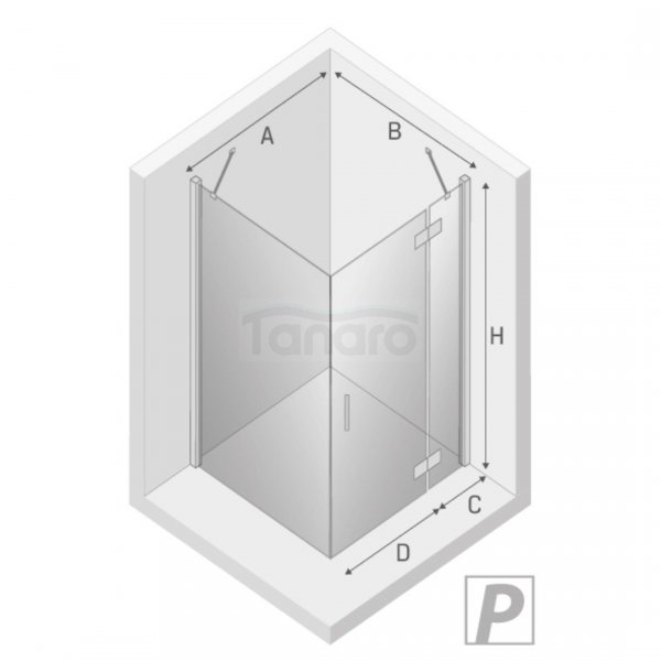 NEW TRENDY - Kabina prostokątna New Renoma BLACK 100x80x195  D-0205A/D-0110B  LEWA