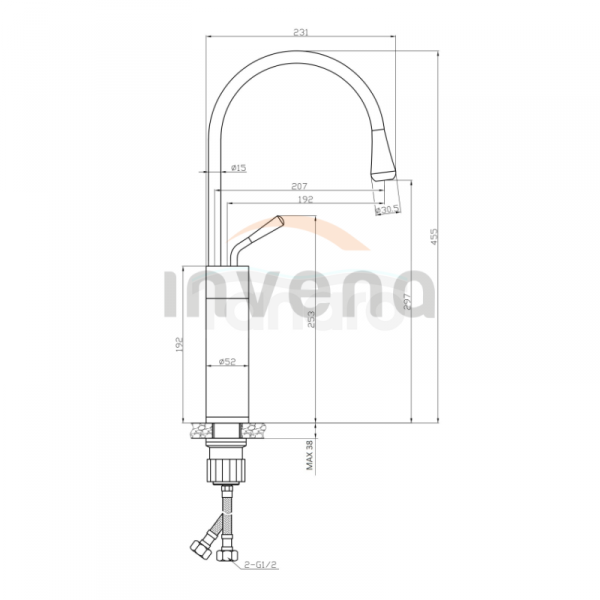INVENA BATERIA UMYWALKOWA WYSOKA GABRO, INVENA TREND  BIAŁY/CHROM BU-33-W02-V