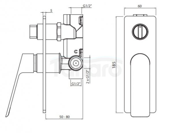 VEDO - Bateria DESSO wannowo-natryskowa podtynkowa VBD4016/CH