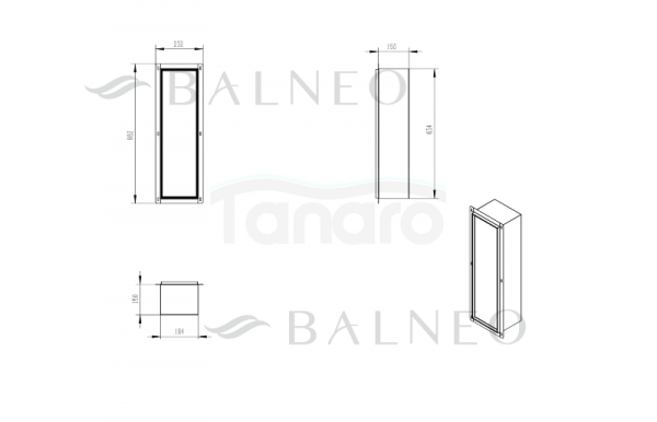 BALNEO Schowek na szczotkę WC Balneo Wall Box Brush L Black Glass lewy do wbudowania w ścianę ze stali nierdzewnej czarny