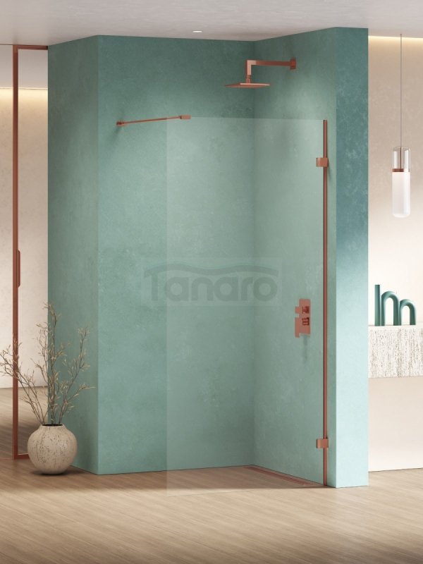 NEW TRENDY Kabina prysznicowa EVENTA COPPER SHINE WALK-IN U 140x200 szkło czyste 8mm Active Shield 2.0  EXK-6527
