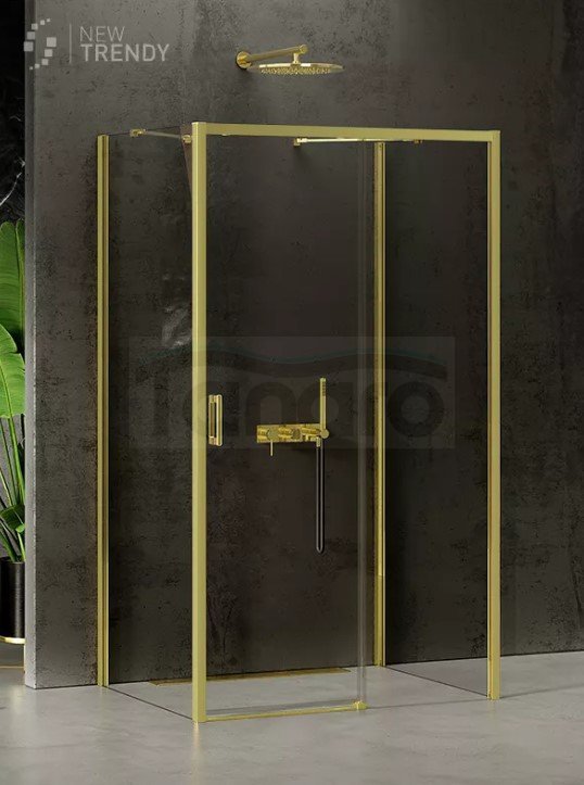 NEW TRENDY Kabina prysznicowa przyścienna PRIME LIGHT GOLD 100x80x200 K-1101/K-1129