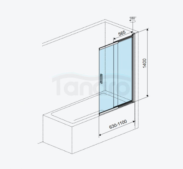 EXCELLENT Liner parawan nawannowy 110x140 cm rozsuwany 2-częściowy lewy / prawy, miedziany szczotkowany KAEX.2960.1100.LP
