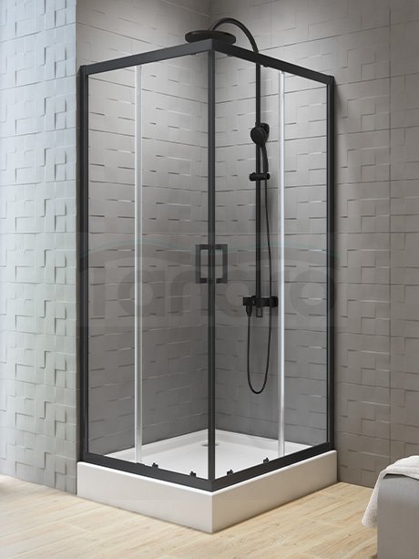 NEW TRENDY Kabina prysznicowa NEW VARIA BLACK 2D kwadratowa U 90x90x200 szkło czyste 6mm Active Shield K-5162