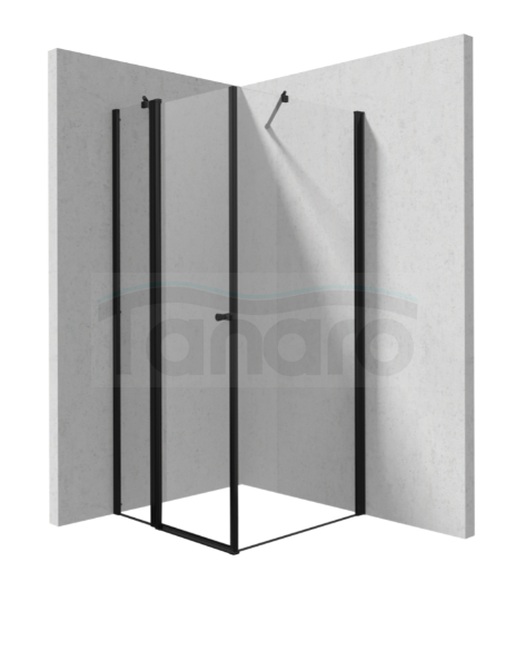 DEANTE Zestaw kabina drzwi uchylne KERRIA PLUS 100x100 + zestaw prysznicowy ARNIKA NERO NAC_N9QP