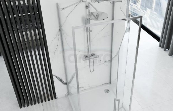 REA - Kabina Prysznicowa Przyścienna RAPID SWING CHROM  /drzwi 90 + ścianka 90 x2 + ramię x2/ 