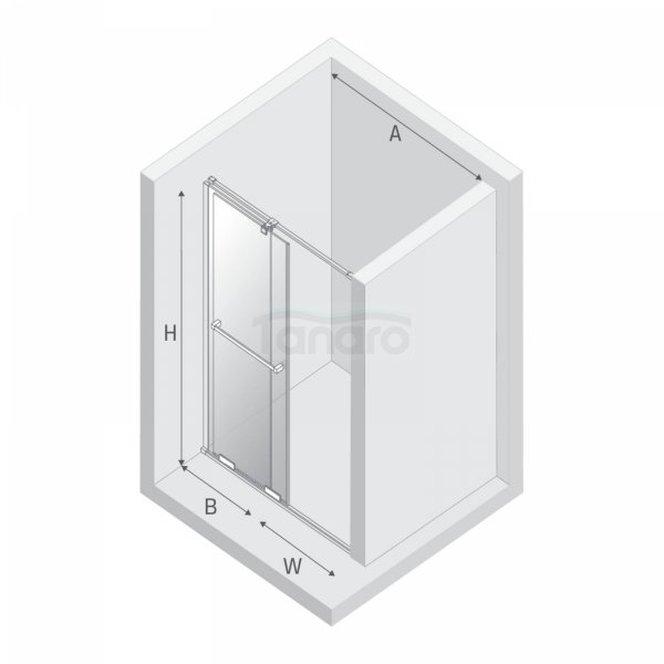 NEW TRENDY Drzwi wnękowe SMART GOLD BRUSHED 1D U 180x200 szkło czyste 8mm Active Shield 2.0 - UCHWYT RELING EXK-7518