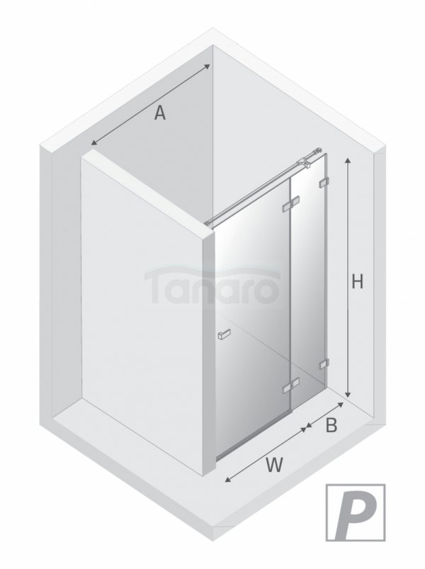 NEW TRENDY Drzwi wnękowe AVEXA GOLD BRUSHED 1D L 120x200 szkło czyste 6mm Active Shield 2.0 złoto szczotkowane EXK-1722