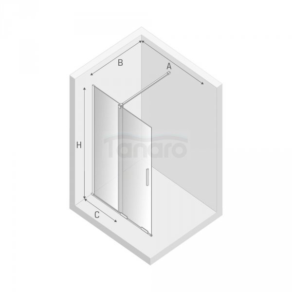 NEW TRENDY Kabina ścianka WALK-IN przesuwna SMART LIGHT GOLD 130X200 EXK-4298