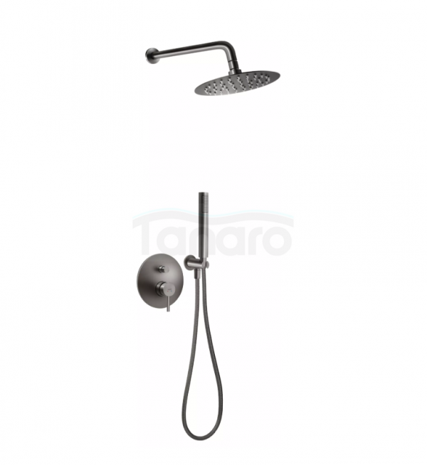 FERRO Bateria natryskowa podtynkowa 2F z zestawem prysznicowym gun metal CIRICULUS BCK7PGM-SET1-S