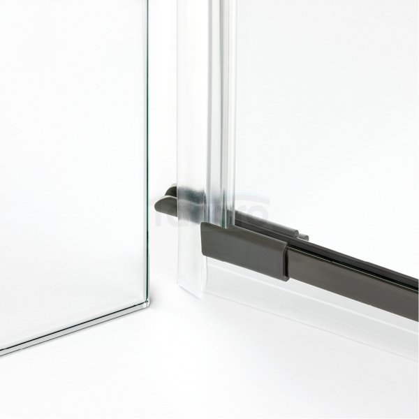 NEW TRENDY Kabina prysznicowa AVEXA GUNMETAL BRUSHED 1D pięciokątna asymetryczna L 100x80x200 szkło czyste 6mm Active Shield 2.0 - drzwi prawe EXK-3836