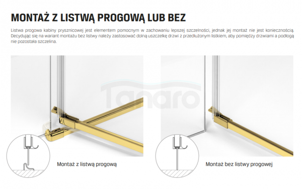 NEW TRENDY - Kabina prysznicowa prostokątna podwójne drzwi uchylne AVEXA GOLD EXK-1783 Złote Profile 90x120x200 LINIA PLATINIUM