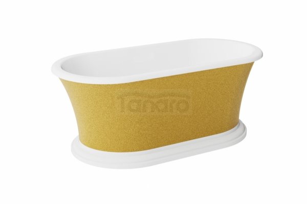 BESCO Wanna wolnostojąca Ziva Glam Złota 160 + klik-klak czarny matt czyszczony od góry, postument biały #WWA-160ZZKB