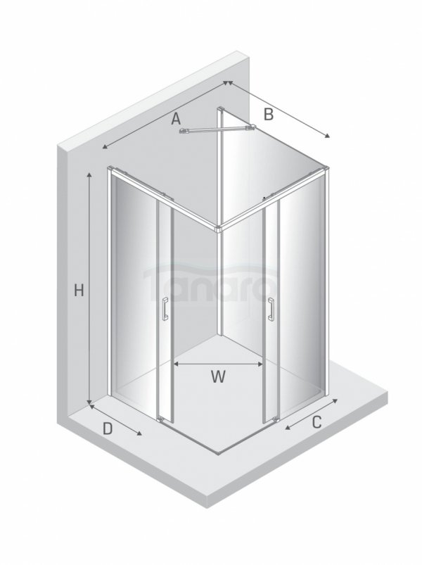 NEW TRENDY Kabina prysznicowa PRIME GUNMETAL BRUSHED 2D prostokątna przyścienna L 90x100x200 szkło czyste 6mm Active Shield 2.0 K-4964