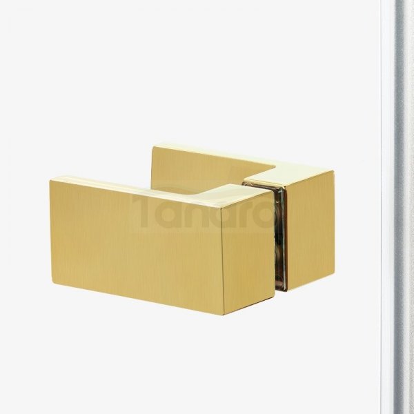 NEW TRENDY Drzwi wnękowe AVEXA GOLD BRUSHED 1D L 90x200 szkło czyste 6mm Active Shield 2.0 złoto szczotkowane EXK-1716