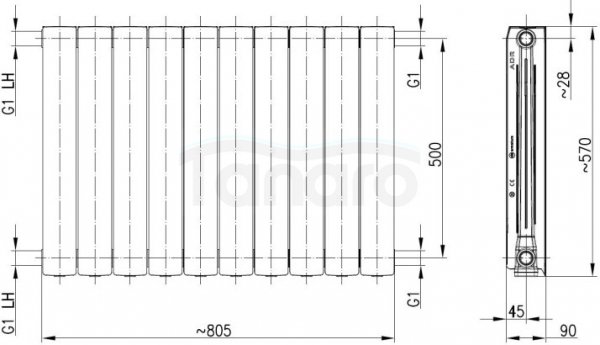 KFA ARMATURA KRAKÓW - Grzejnik aluminiowy ADR 500 10-elementowy CZARNY   763-100-81