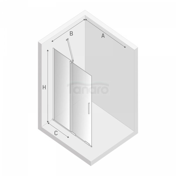 NEW TRENDY Kabina prysznicowa walk in Smart Light Gold, przesuwna, wspornik skośny 100x200 EXK-4295-WU