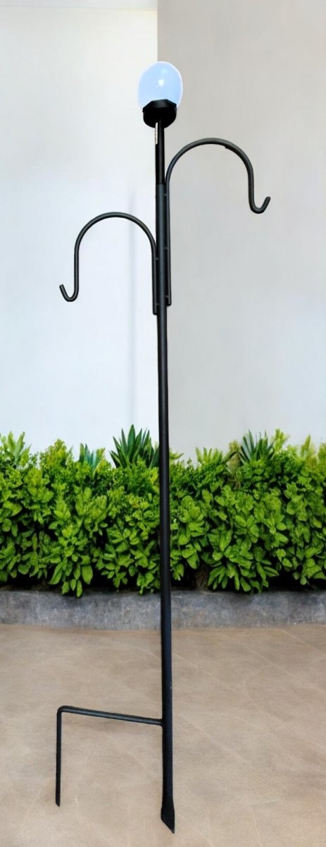 Stojak z lampą solarną podwójny 170 cm wieszak wbijany do latarni kwiatów balonów