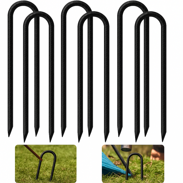 Kotwy stalowe 6 szt. fi 8x50 cm – Mocowanie trampoliny, namiotu, bramki  MetalFab