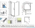 Radaway Kabina prysznicowa Almatea Kdj 80x100 lewa szkło grafitowe + brodzik Doros D + syfon 32149-01-05NL