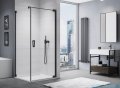 SanSwiss Cadura Black Line drzwi wahadłowe 80cm jednoczęściowe prawe z profilem przyściennym  czarny mat CA1CD0800607