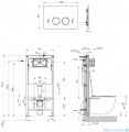 Omnires Flush Set Strongframe stelaż podtynkowy do WC z ECO spłukiwaniem przycisk spłukujący czarny mat STFWCECO1M-RBLM