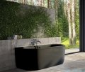 Besco Volya / Vista black wanna 150x75cm wolnostojąca przyścienna czarna z syfonem #WKV-150-WSCZARNA