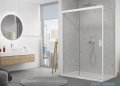 SanSwiss Cadura White Line drzwi przesuwne 130cm jednoskrzydłowe lewe z polem stałym profile biały mat CAS2G1300907