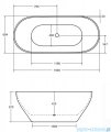 Besco Moya 160x68cm wanna wolnostojąca konglomeratowa + syfon klik-klak chrom #WMD-160-M