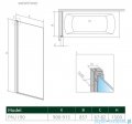 Radaway Nes Pnj parawan nawannowy 90cm lewy przejrzyste rysunek techniczny