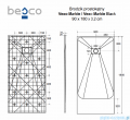 Besco Vexo Marble Black 180x90cm brodzik prostokątny VMB-180-90-P