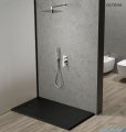 Oltens Bergytan brodzik prostokątny 120x70 cm RockSurface czarny mat 15102300