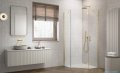 Radaway Essenza Gold Ptj kabina pięciokątna 80x80cm prawa szkło przejrzyste 1385010-09-01R/1385049-01-01
