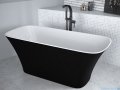 Besco Assos 160x70cm wanna biało-czarna wolnostojąca + syfon klik-klak czarny czyszczony od góry #WMD-160-AWB