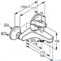 Vitalle VISE  bateria wannowo-natryskowa ścienna chrom 376820590