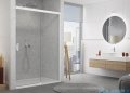 SanSwiss Cadura White Line drzwi przesuwne 130cm jednoskrzydłowe prawe z polem stałym profile biały mat CAS2D1300907