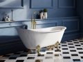 Besco Olaya Glam srebrna 160x68cm wanna owalna Retro + nogi białe #WAO-160-GSW