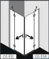 Kermi Osia wejście narożne, jedna połowa, lewa, szkło przezroczyste OsiaClean, profil srebro 120cm OSESL12020VPK