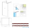 Radaway Modo New Black IV kabina Walk-in 140x80 czarny mat/szkło przejrzyste 389644-54-01/389084-54-01