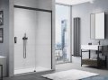 SanSwiss Cadura Black Line drzwi przesuwne 170cm jednoskrzydłowe prawe z polem stałym profile czarny mat CAS2D1700607