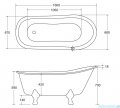 Besco Olaya Glam srebrna 160x68cm wanna owalna Retro + nogi białe #WAO-160-GSW