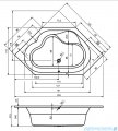 Riho Winnipeg wanna wielokątna 145x145cm z hydromasażem Flow B010009005