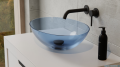 Besco Anya Blue Wave + maskownica czarny matt umywalka nablatowa 50x35x15cm #UMA-50-BWB