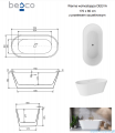 Besco Deeva Glam Grafitowa Illume Coat 170x80 cm wanna wolnostojąca +  maskownica odpływu czarny matt #WWA-170DGGB