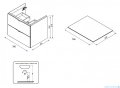 rysunek techniczny Oristo Siena szafka z blatem 120x50x45cm szary mat OR45-SD2S-120-12/OR00-BU-120-12