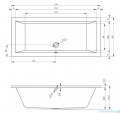 Riho Lusso 180x80cm wanna prostokątna z hydromasażem Pneumatic lewa + nogi + syfon BA98-PNE-L