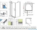 Radaway Almatea Kdj Kabina kwadratowa 90x90 Lewa szkło przejrzyste + Brodzik DELOS C 90 + syfon 32102-01-01NL